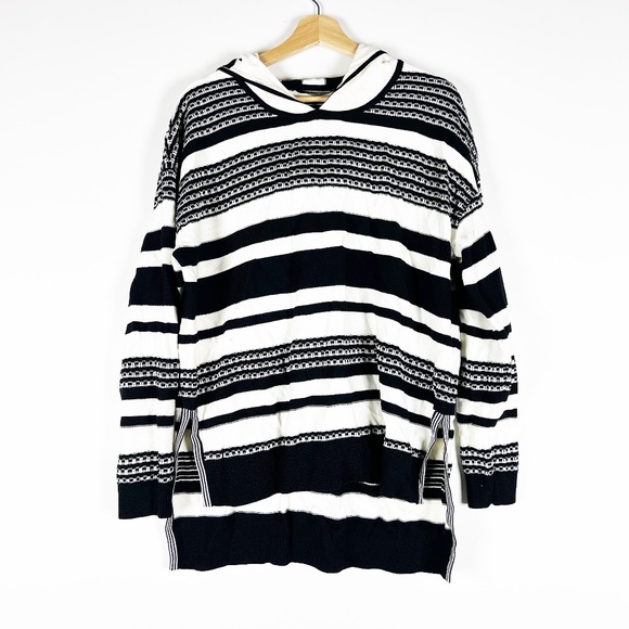 St. John Women's Wool Cashmere Knit Stretch Textured Woven Hoodie Sweater Large - Picture 1 of 4